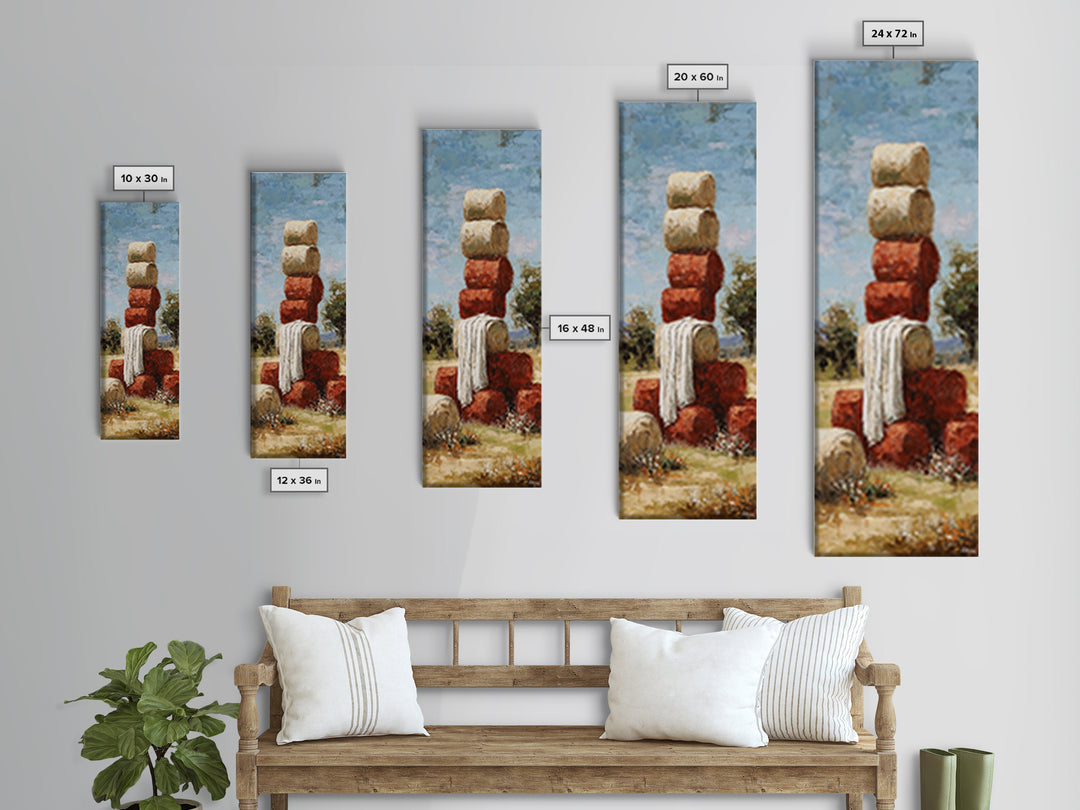 Hay Bales in Late Afternoon Sun Canvas Print, Country Art, Original Painting, Farmhouse Decor, Country, Farmhouse Wall Decor, COU-1x3-56