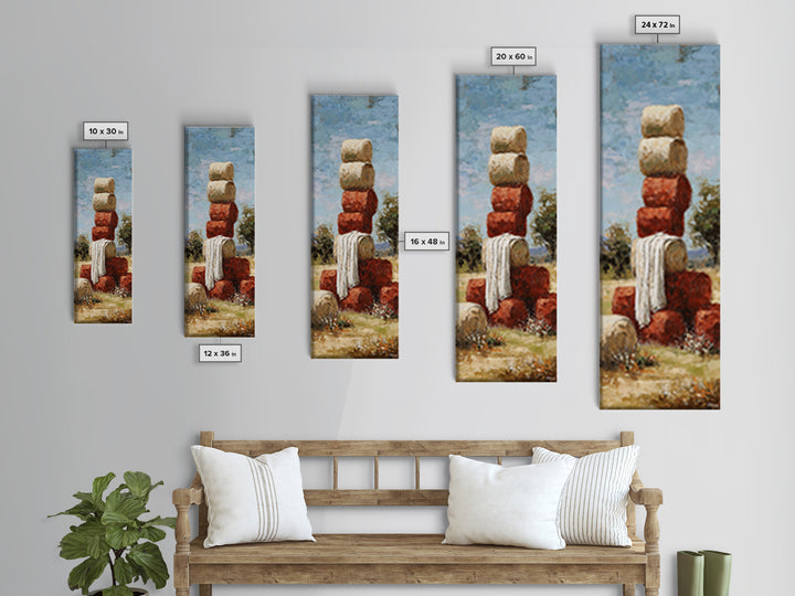 Hay Bales in Late Afternoon Sun Canvas Print, Country Art, Original Painting, Farmhouse Decor, Country, Farmhouse Wall Decor, COU-1x3-56