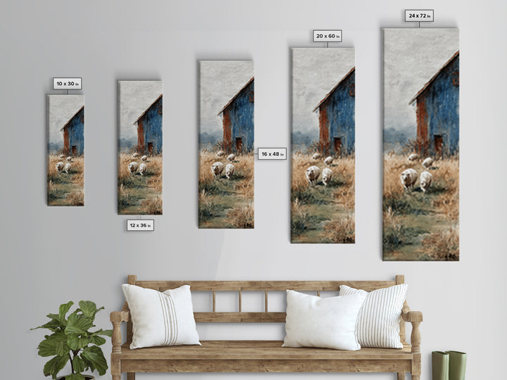 Watercolor Sheep in a Green Pasture Canvas Print, Country Art, Large Wall Art, Farmhouse Decor, Country, Eclectic Wall Art, COU-1x3-59