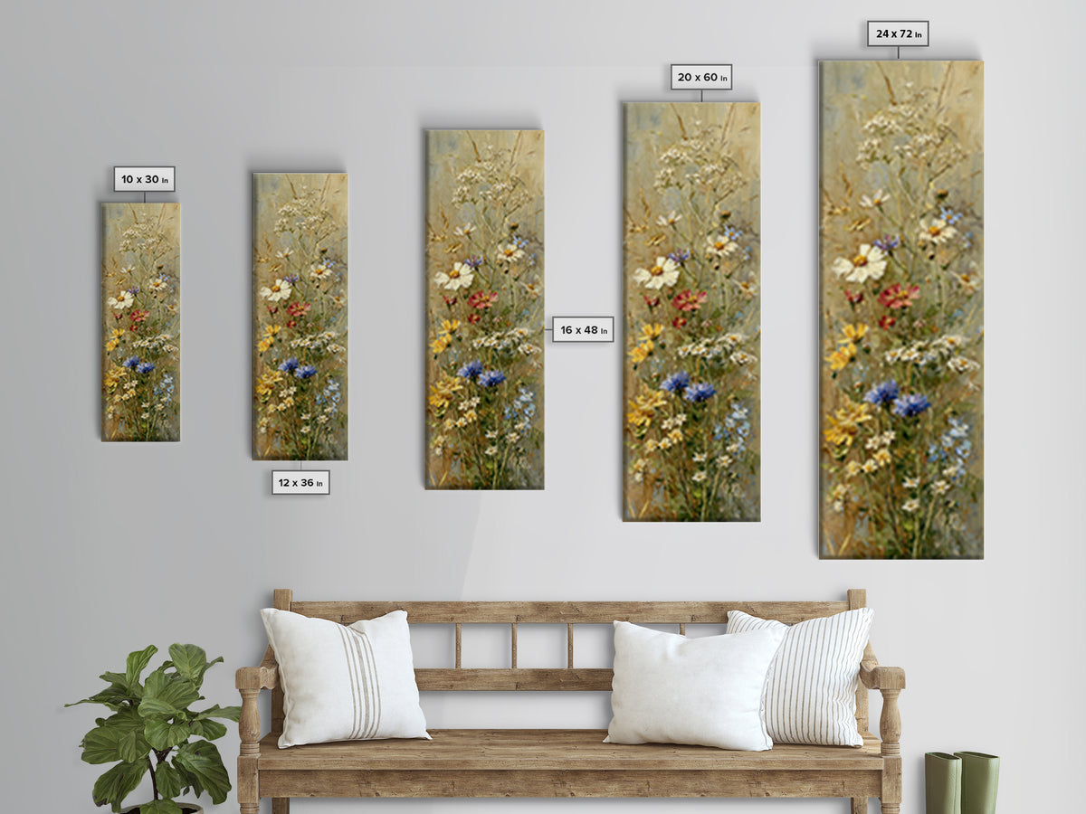Wildflower Meadow Beside an Old Fence Framed Canvas Print, Country Art, Wall Decor, Farmhouse Decor, Oil Painting, Country, COU-1x3-62