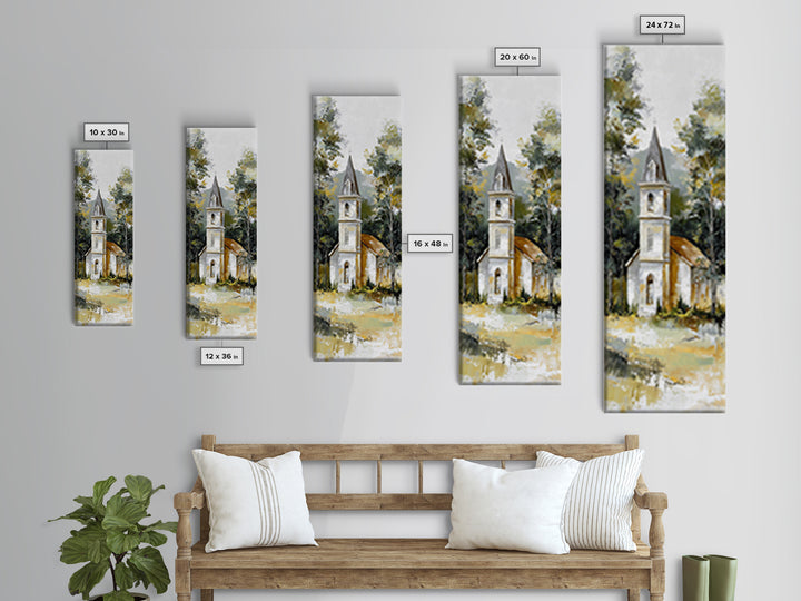 Country Church Steeple Beyond Trees Canvas Print, Country Art, Contemporary Art, Farmhouse Decor, Fine Art, Country, COU-1x3-7