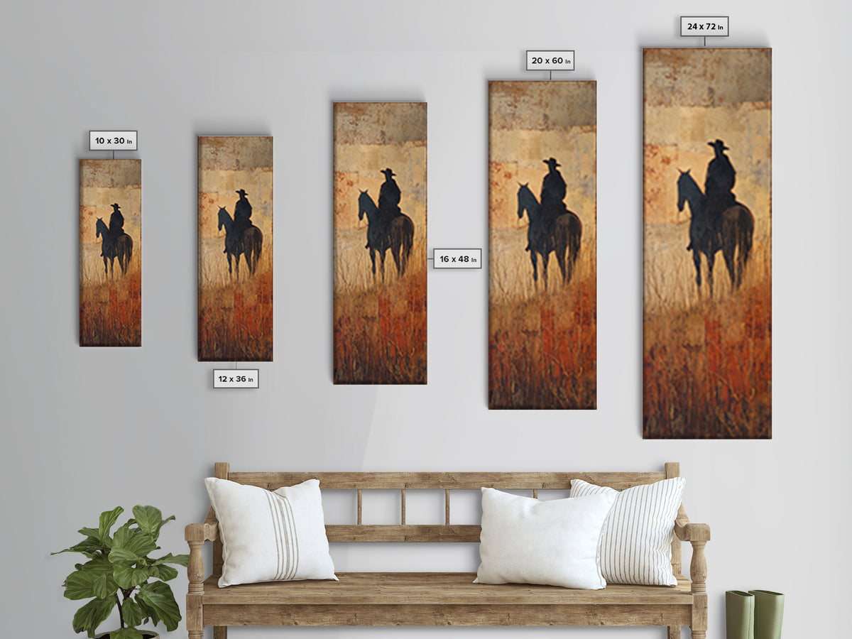 Horse and Rider Silhouette at Dusk Canvas Print, Country Art, Luxury Decor, Farmhouse Decor, Fine Art, Country, COU-1x3-77