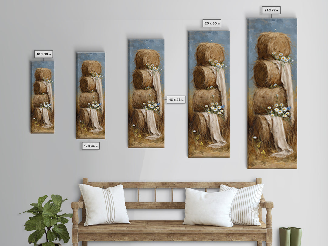 Hay Bales in Late Afternoon Sun Framed Canvas Print, Country Art, Fine Art Print, Farmhouse Decor, Fine Art, Country, COU-1x3-8