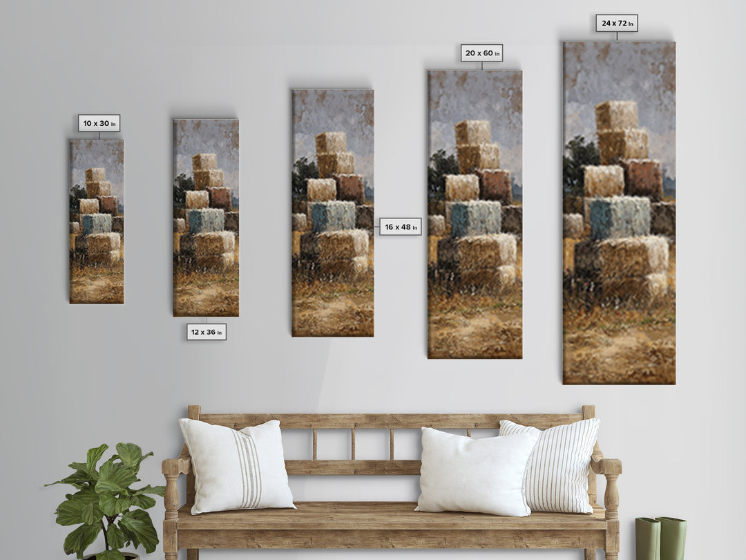 Hay Bales in Late Afternoon Sun Framed Canvas Print, Country Art, Printable Art, Farmhouse Decor, Country, French Country, COU-1x3-80
