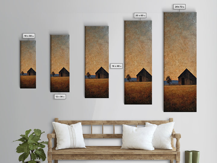 Rustic Barn Silhouette Framed Canvas Print, Country Art, Eclectic Wall Art, Farmhouse Decor, Fine Art, Country, Boho Decor, COU-1x3-87
