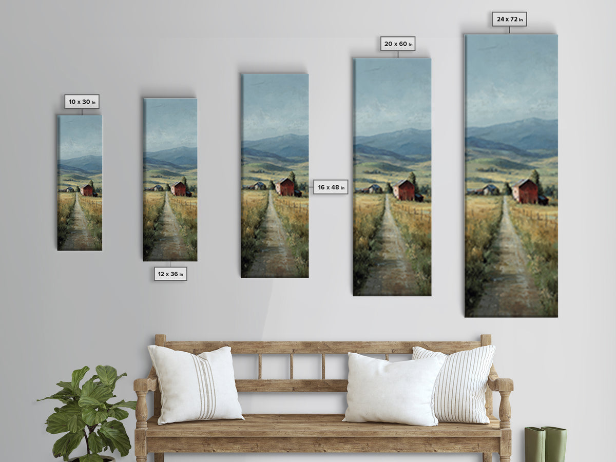 Country Road Disappearing into Green Hills Canvas Print, Country Art, French Country Decor, Farmhouse Decor, Country, COU-1x3-91