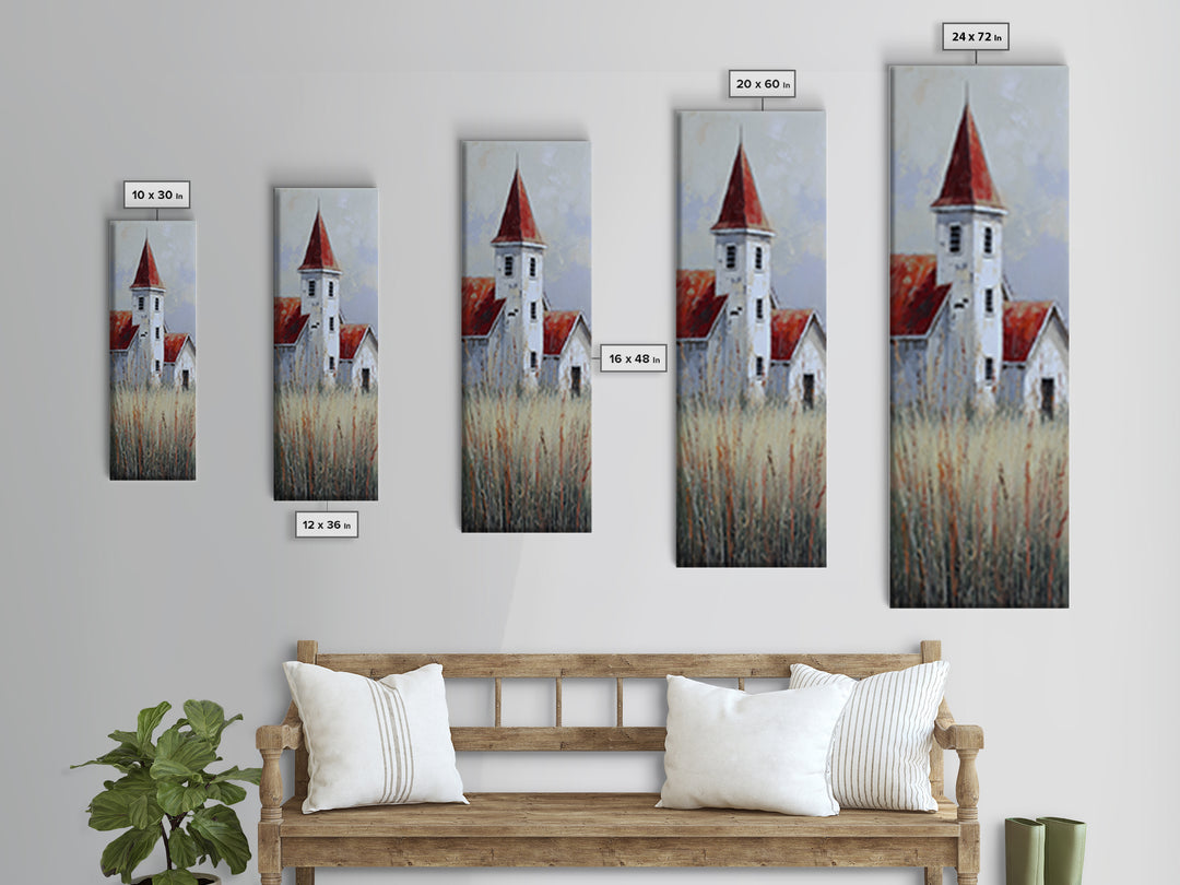 White Farmhouse Surrounded by Tall Grass Canvas Print, Country Art, Modern Decor, Farmhouse Decor, Fine Art, Country, COU-1x3-94