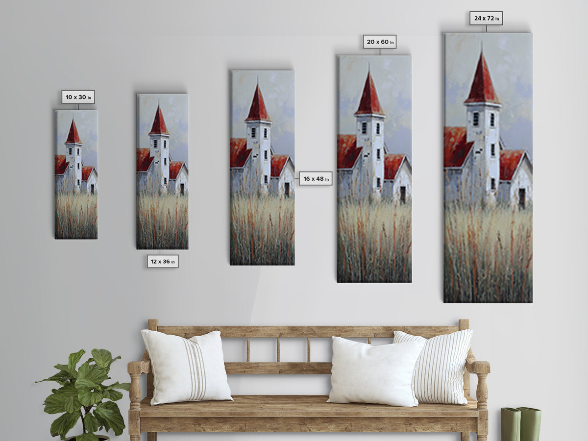 White Farmhouse Surrounded by Tall Grass Canvas Print, Country Art, Modern Decor, Farmhouse Decor, Fine Art, Country, COU-1x3-94