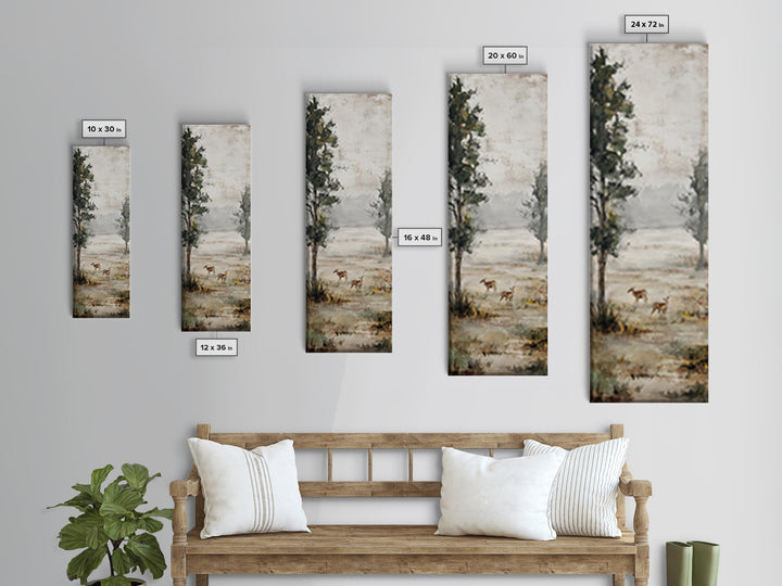 Deer Crossing a Misty Morning Field Canvas Print, Country Art, French Country, Farmhouse Decor, Fine Art, Country, Luxury Decor, COU-1x3-95