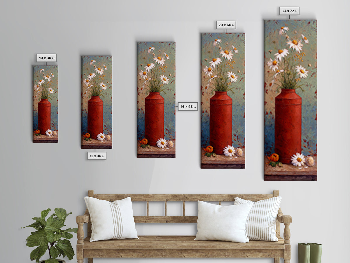 Milk Can and Daisies Rustic Still Life Canvas Print, Country Art, Gallery Wall Art, Farmhouse Decor, Oil Painting, Country, COU-1x3-97
