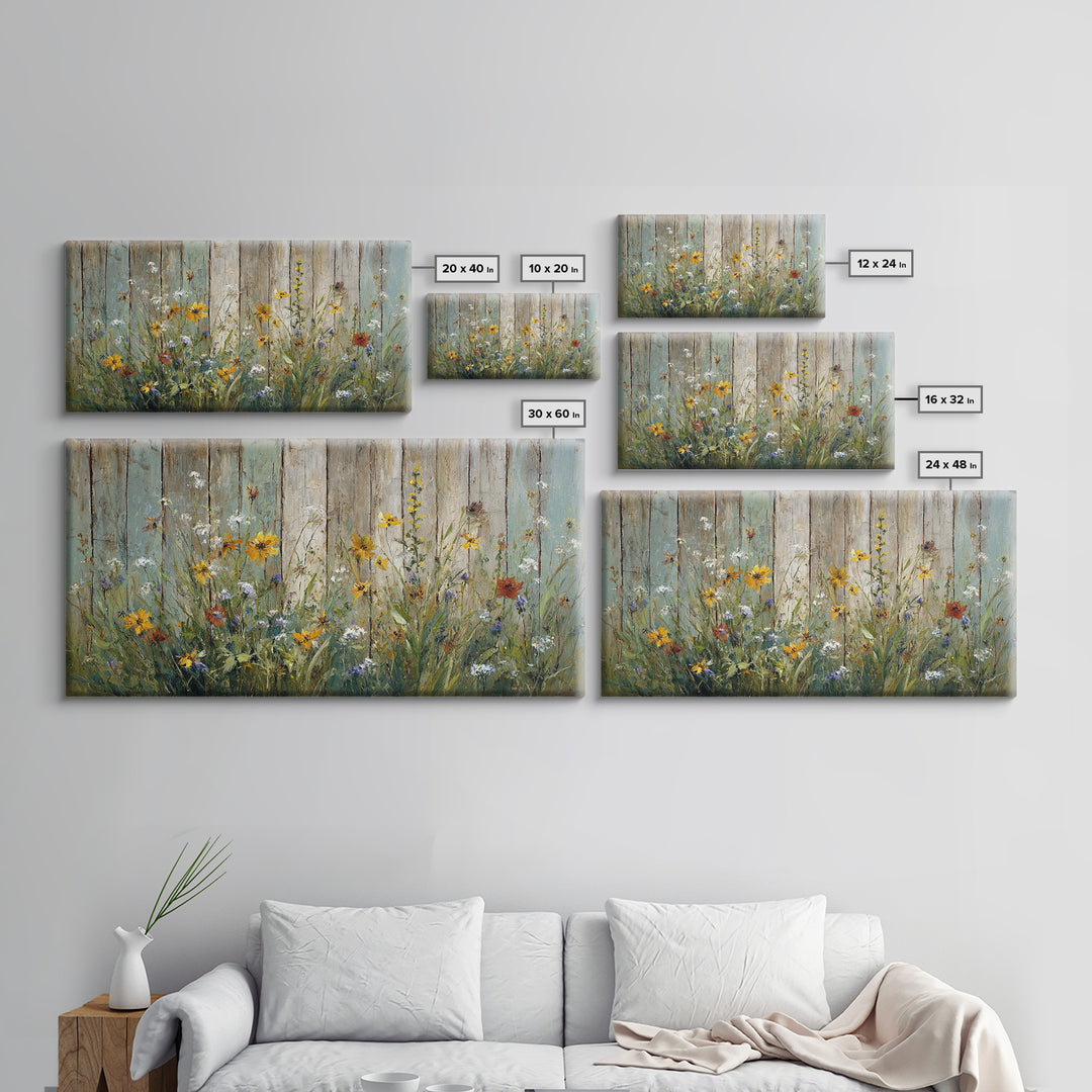 Wildflower Meadow Beside an Old Fence Canvas Print, Country Art, Statement Artwork, Farmhouse Decor, Fine Art, Country, COU-2x1-22