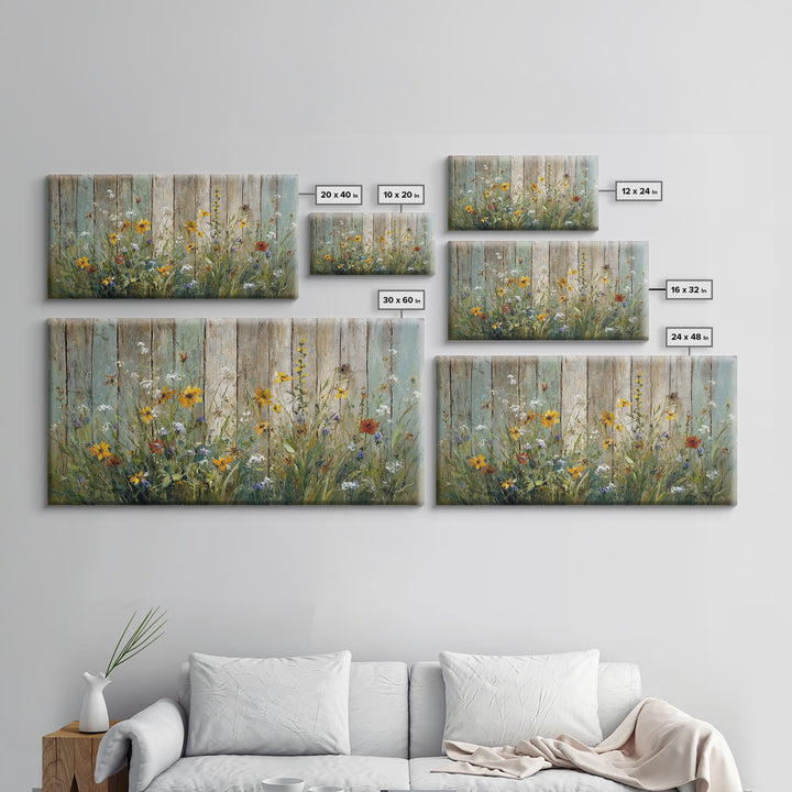 Wildflower Meadow Beside an Old Fence Canvas Print, Country Art, Statement Artwork, Farmhouse Decor, Fine Art, Country, COU-2x1-22