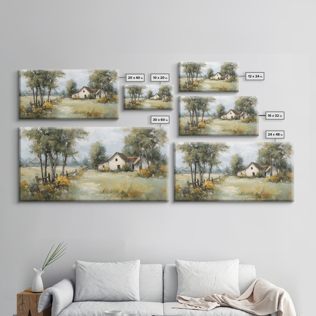 Apple Orchard with Warm Autumn Light Canvas Print, Country Art, Boho Decor, Farmhouse Decor, Abstract Art, Country, Art Prints, COU-2x1-26