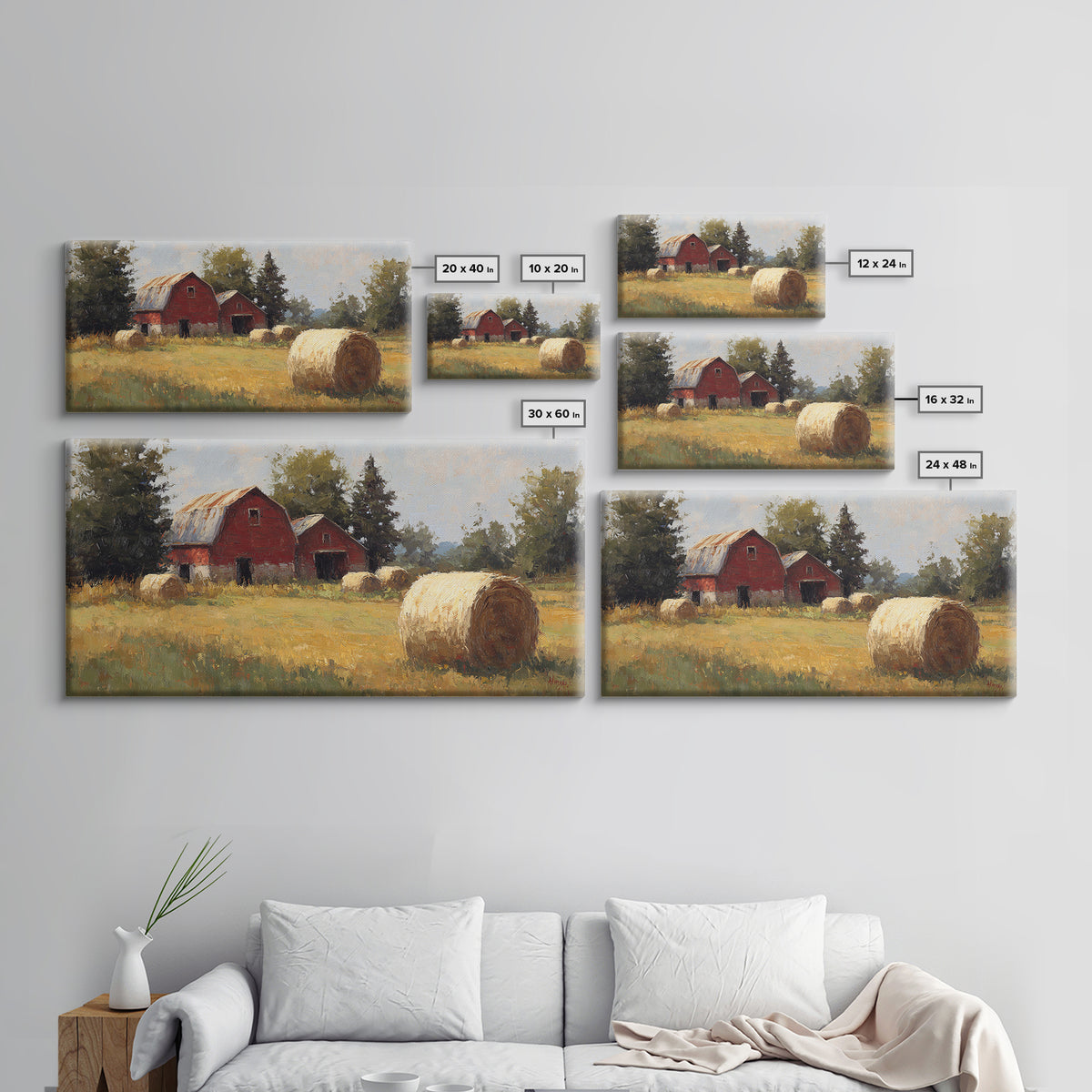 Hay Bales in Late Afternoon Sun Framed Canvas Print, Country Art, Home Decor, Farmhouse Decor, Fine Art, Country, Printable Art, COU-2x1-40