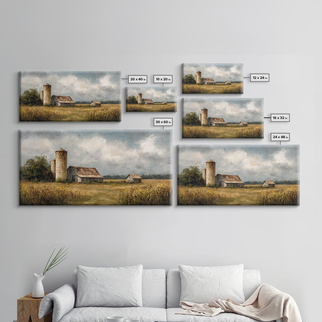 Cornfield under Dramatic Summer Clouds Framed Canvas Print, Country Art, Home Decor, Farmhouse Decor, Fine Art, Country, COU-2x1-86