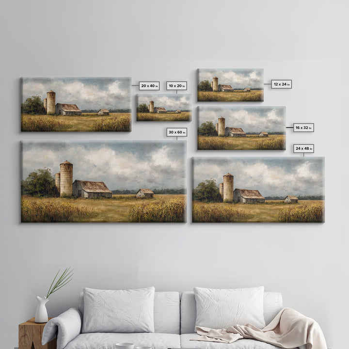 Cornfield under Dramatic Summer Clouds Framed Canvas Print, Country Art, Home Decor, Farmhouse Decor, Fine Art, Country, COU-2x1-86