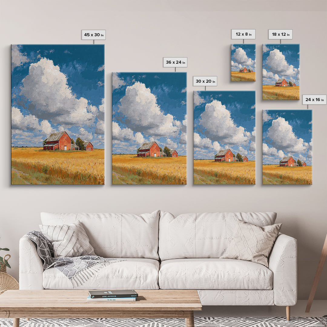 Cornfield under Dramatic Summer Clouds Framed Canvas Print, Country Art, Statement Artwork, Farmhouse Decor, Abstract Art, COU-2x3-2