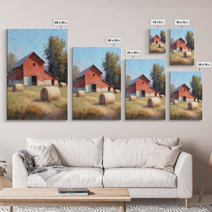 Hay Bales in Late Afternoon Sun Framed Canvas Print, Country Art, Printable Art, Farmhouse Decor, Country, French Country, COU-2x3-28