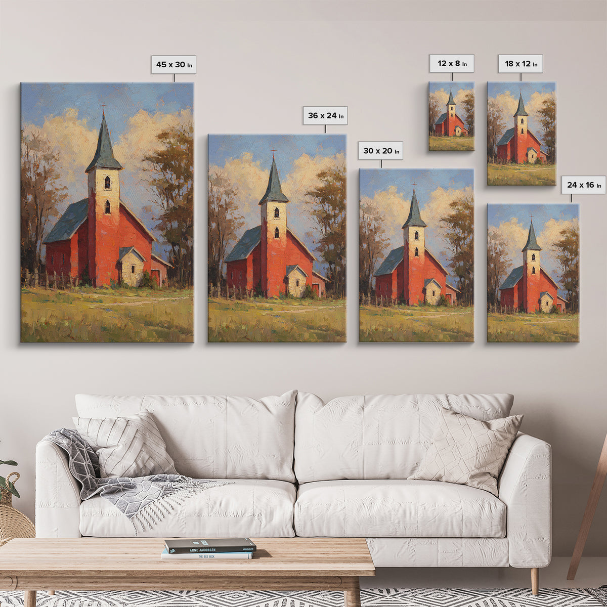 Country Church Steeple Beyond Trees Framed Canvas Print, Country Art, Printable Wall Art, Farmhouse Decor, Fine Art, Country, COU-2x3-75