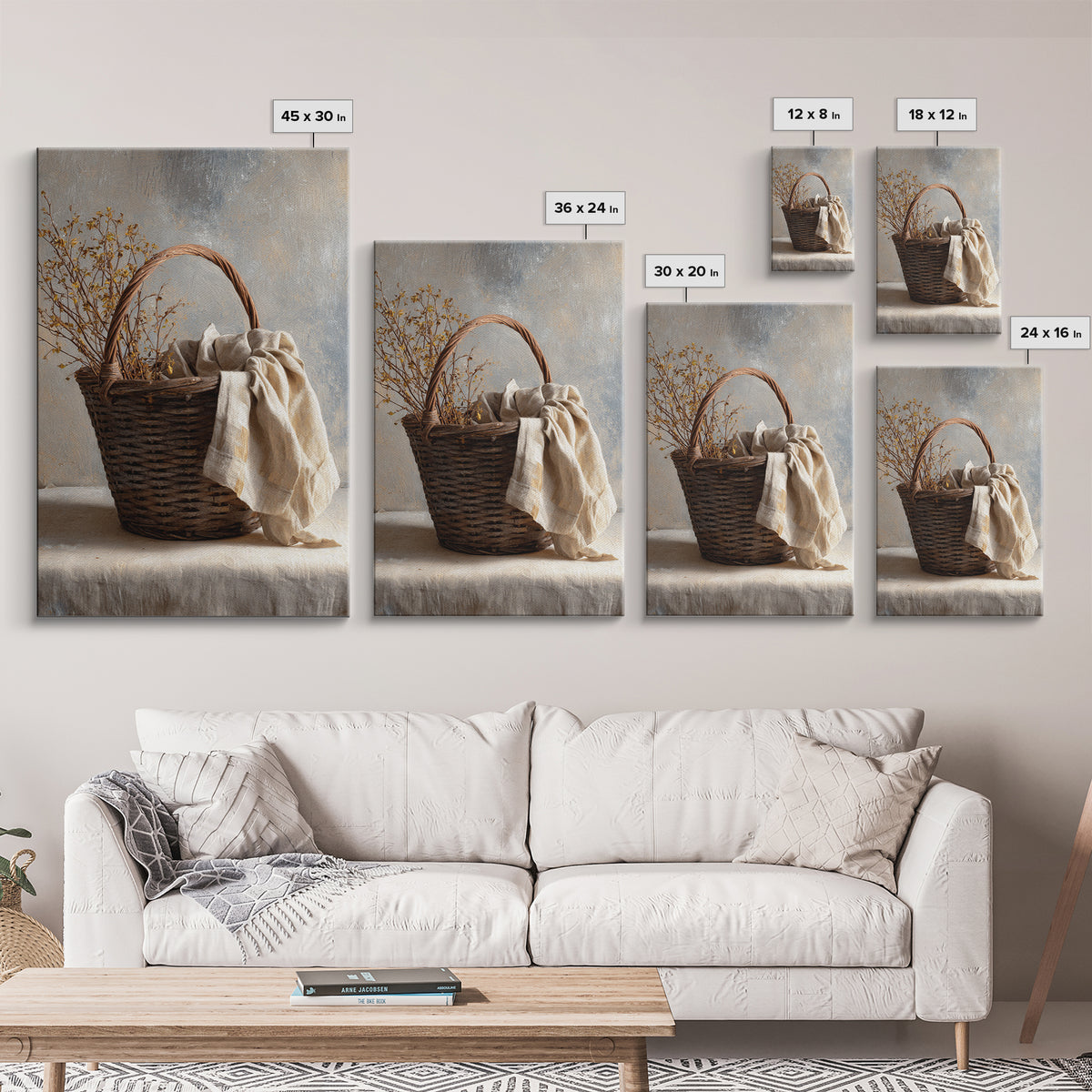 Blackberry Basket with Linen Cloth Canvas Print, Country Art, Farmhouse Decor, Abstract Art, Country, French Country, COU-2x3-77