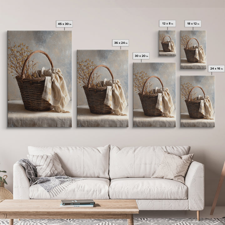 Blackberry Basket with Linen Cloth Canvas Print, Country Art, Farmhouse Decor, Abstract Art, Country, French Country, COU-2x3-77