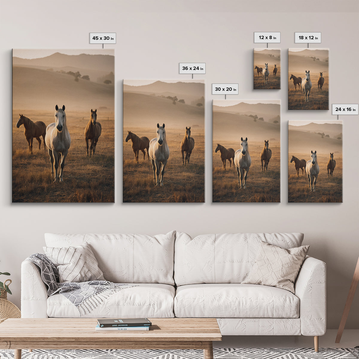 Rolling Pasture with Grazing Horses at Sunrise Canvas Print, Country Art, Printable Art, Farmhouse Decor, Oil Painting, Country, COU-2x3-81