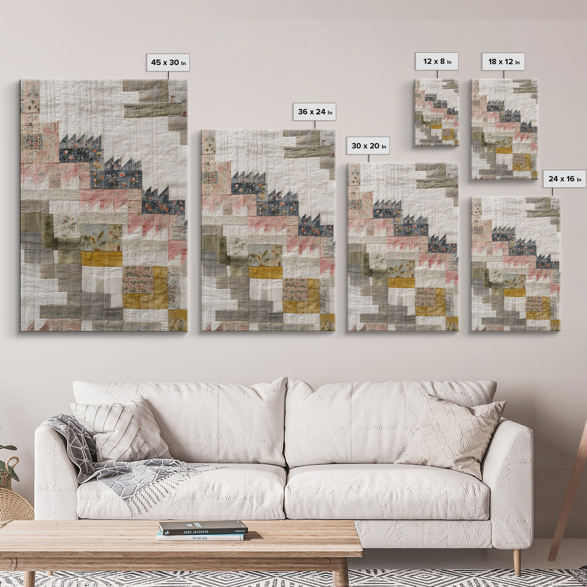 Quilt Geometric Folk Pattern Framed Canvas Print, Country Art, Gallery Decor, Farmhouse Decor, Fine Art, Country, COU-2x3-92