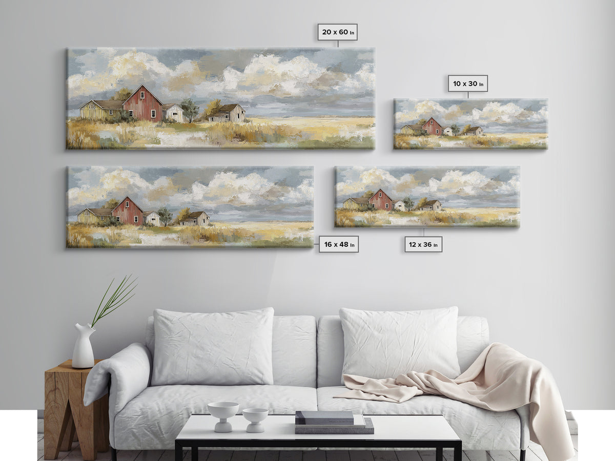 Cornfield under Dramatic Summer Clouds Framed Canvas Print, Country Art, Home Decor, Farmhouse Decor, Fine Art, Country, COU-3x1-10