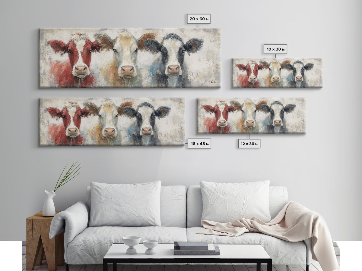 Cow Portrait with Gentle Farmhouse Personality Canvas Print, Country Art, French Country, Farmhouse Decor, Fine Art, Country, COU-3x1-20