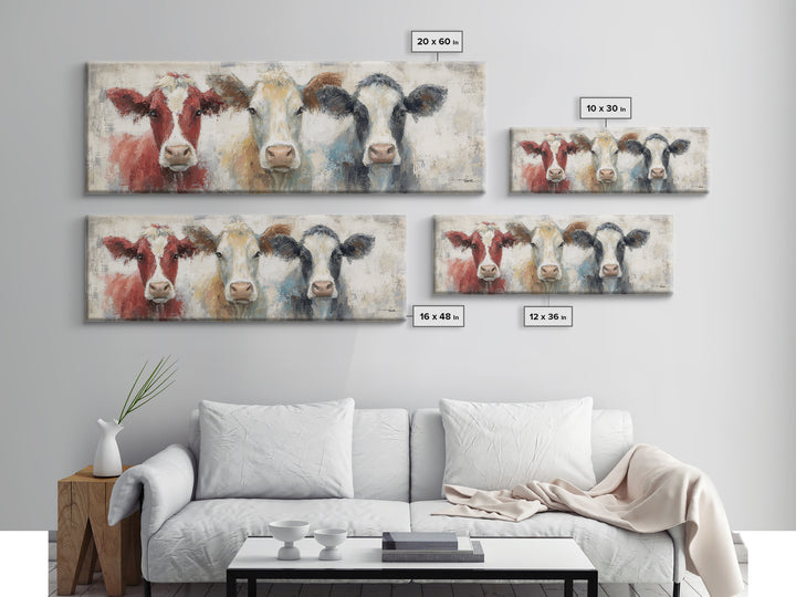 Cow Portrait with Gentle Farmhouse Personality Canvas Print, Country Art, French Country, Farmhouse Decor, Fine Art, Country, COU-3x1-20