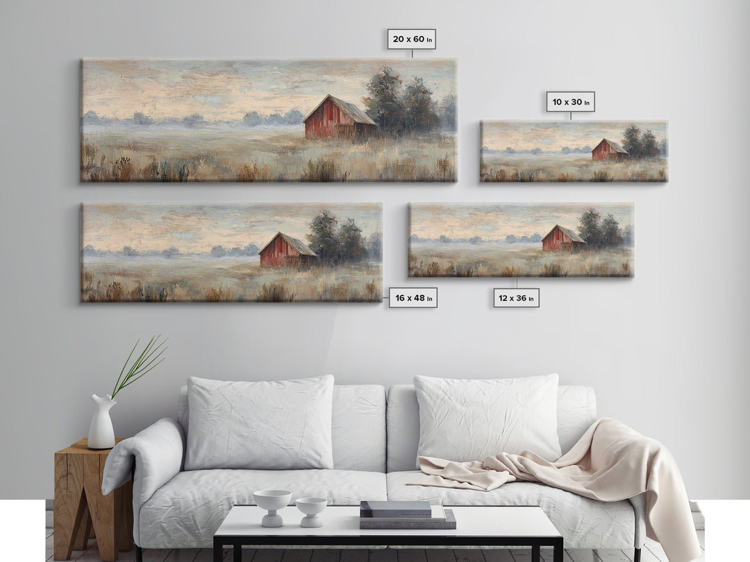 Deer Crossing a Misty Morning Field Canvas Print, Country Art, Gallery Decor, Farmhouse Decor, Fine Art, Country, COU-3x1-3
