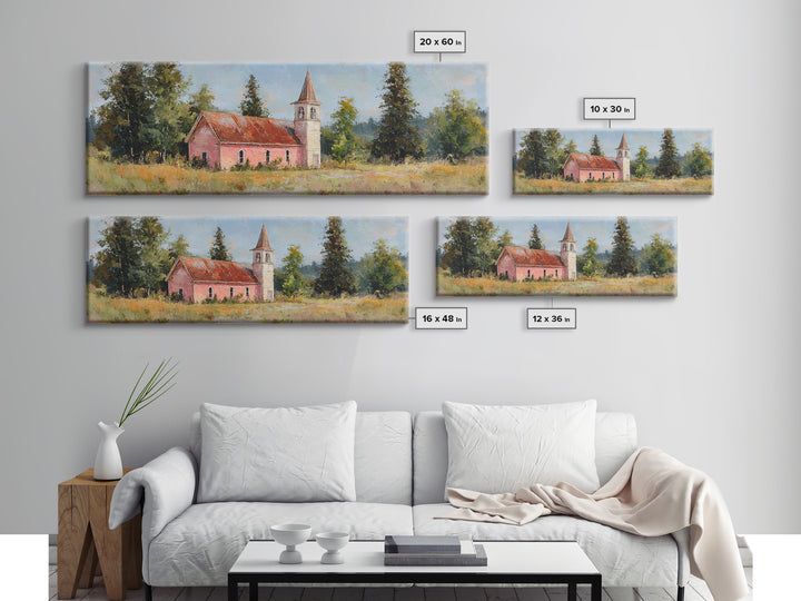 Country Church Steeple Beyond Trees Framed Canvas Print, Country Art, Wall Art, Farmhouse Decor, Fine Art, Country, COU-3x1-59