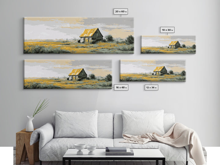 Rustic Barn Silhouette Framed Canvas Print, Country Art, Farmhouse Decor, Abstract Art, Country, Farmhouse Wall Decor, COU-3x1-67