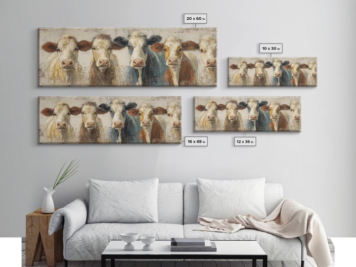 Cow Portrait with Gentle Farmhouse Personality Framed Canvas Print, Country Art, Contemporary Art, Farmhouse Decor, Country, COU-3x1-68