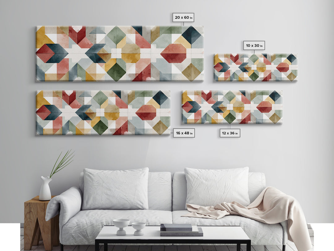 Quilt Geometric Folk Pattern Canvas Print, Country Art, Home Decor, Farmhouse Decor, Fine Art, Country, Printable Art, COU-3x1-76