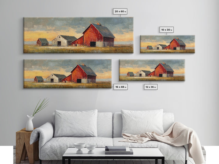 Rustic Barn Silhouette Canvas Print, Country Art, Room Decor, Farmhouse Decor, Fine Art, Country, Oil Painting, COU-3x1-91