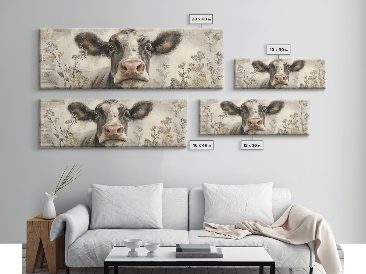 Cow Portrait with Gentle Farmhouse Personality Canvas Print, Country Art, Art Prints, Farmhouse Decor, Fine Art, Country, COU-3x1-92