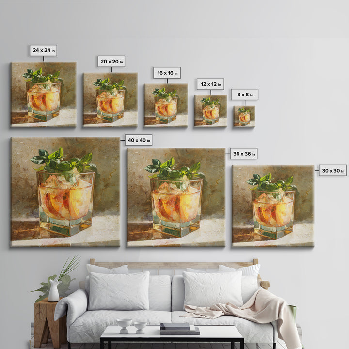 Iced Coffee Glass Framed Canvas Print, Coffee Shop Art, Kitchen Art, Cafe Decor, Fine Art, Cafe, Minimalist Wall Art, CSA-1x1-11