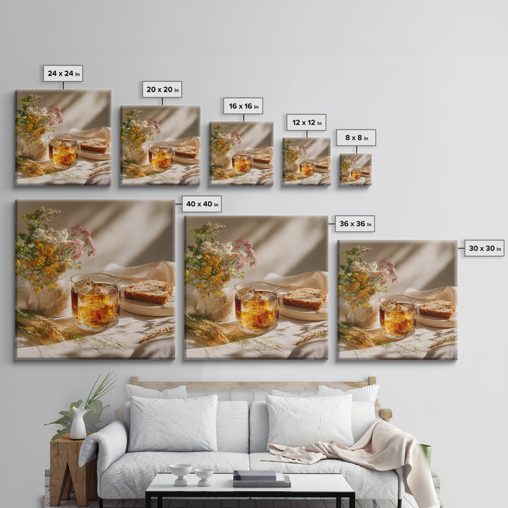 Iced Coffee Glass Canvas Print, Coffee Shop Art, Canvas Print, Cafe Decor, Fine Art, Cafe, Neutral Decor, Modern Decor, CSA-1x1-35