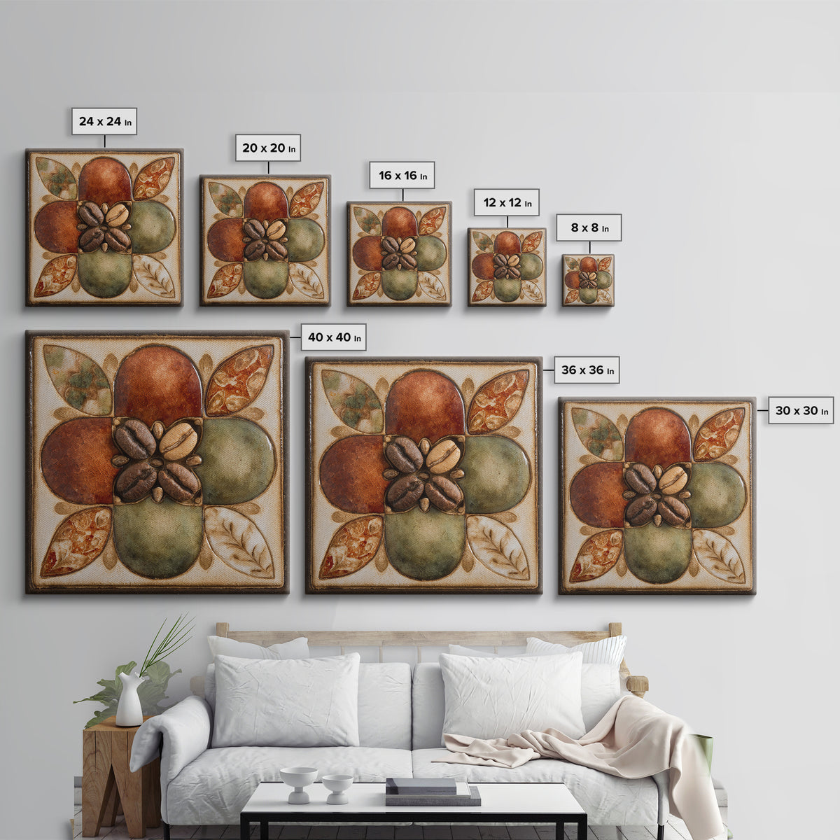 Coffee Bean Pattern Framed Canvas Print, Coffee Shop Art, Bedroom Wall Art, Cafe Decor, Fine Art, Cafe, Modern Decor, CSA-1x1-39