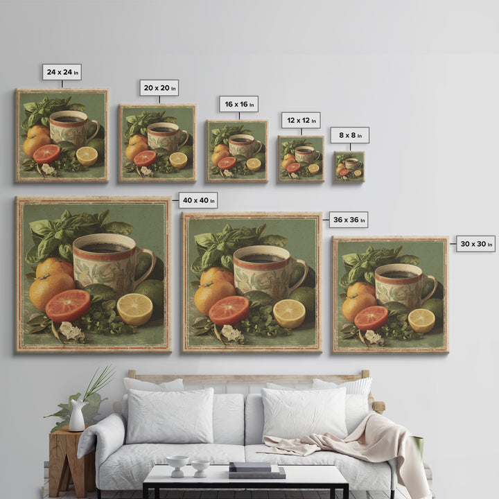 Retro Cafe Poster Coffee Cup Graphic Canvas Print, Coffee Shop Art, Coffee Wall Art, Cafe Decor, Fine Art, Cafe, CSA-1x1-55