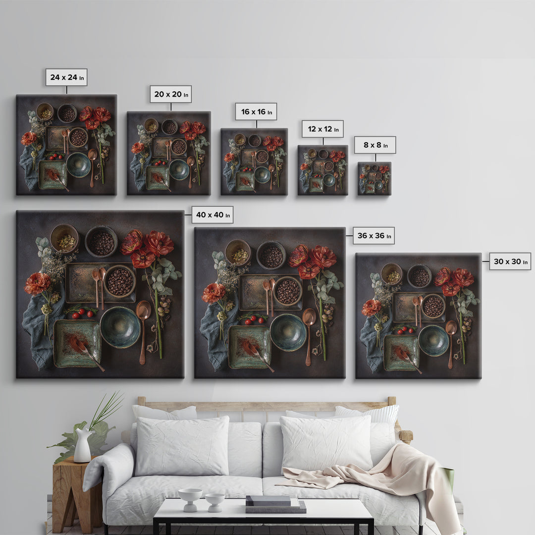 Moody Dark Roast Still Life Framed Canvas Print, Coffee Shop Art, Canvas Wall Art, Cafe Decor, Fine Art, Cafe, Bedroom Wall Art, CSA-1x1-8