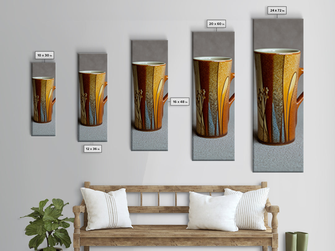 Espresso Cup with Rising Steam and Warm Canvas Print, Coffee Shop Art, Minimalist Decor, Cafe Decor, Cafe, Kitchen Wall Art, CSA-1x3-13