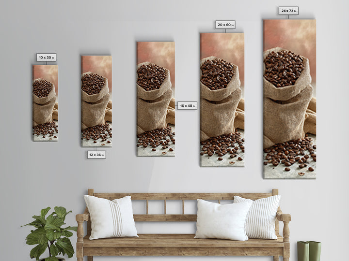 Coffee Beans and Burlap Sack Still Life Canvas Print, Coffee Shop Art, Gallery Decor, Cafe Decor, Fine Art, Cafe, Wall Art, CSA-1x3-14