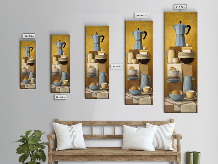 French Press and Morning Newspaper Without Readable Canvas Print, Coffee Shop Art, Coffee Art, Cafe Decor, Fine Art, Cafe, CSA-1x3-22
