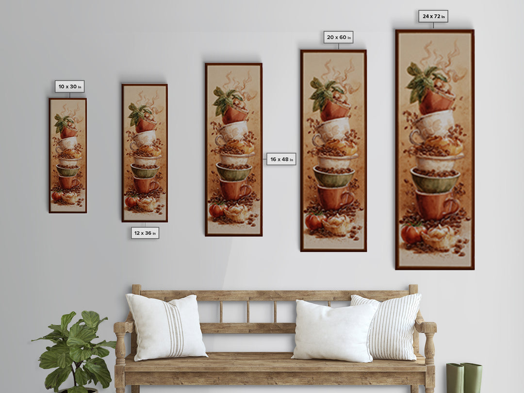 Coffee Bean Pattern Canvas Print, Coffee Shop Art, Kitchen Gift, Cafe Decor, Oil Painting, Cafe, Coffee Art, Food Art, CSA-1x3-27
