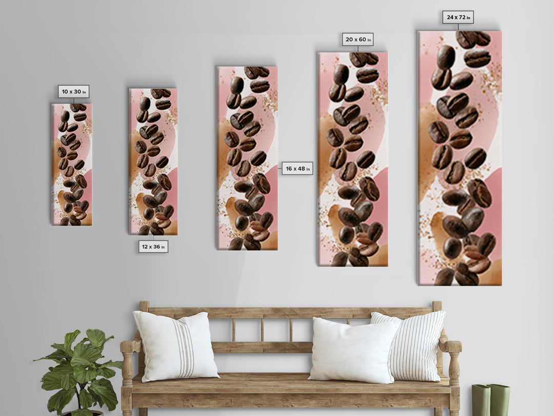Roasted Beans Falling Through Dark Space Canvas Print, Coffee Shop Art, Printable, Cafe Decor, Fine Art, Cafe, Dopamine Decor, CSA-1x3-32