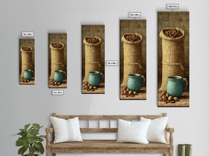 Coffee Beans and Burlap Sack Still Life Canvas Print, Coffee Shop Art, Gallery Decor, Cafe Decor, Fine Art, Cafe, Wall Art, CSA-1x3-38