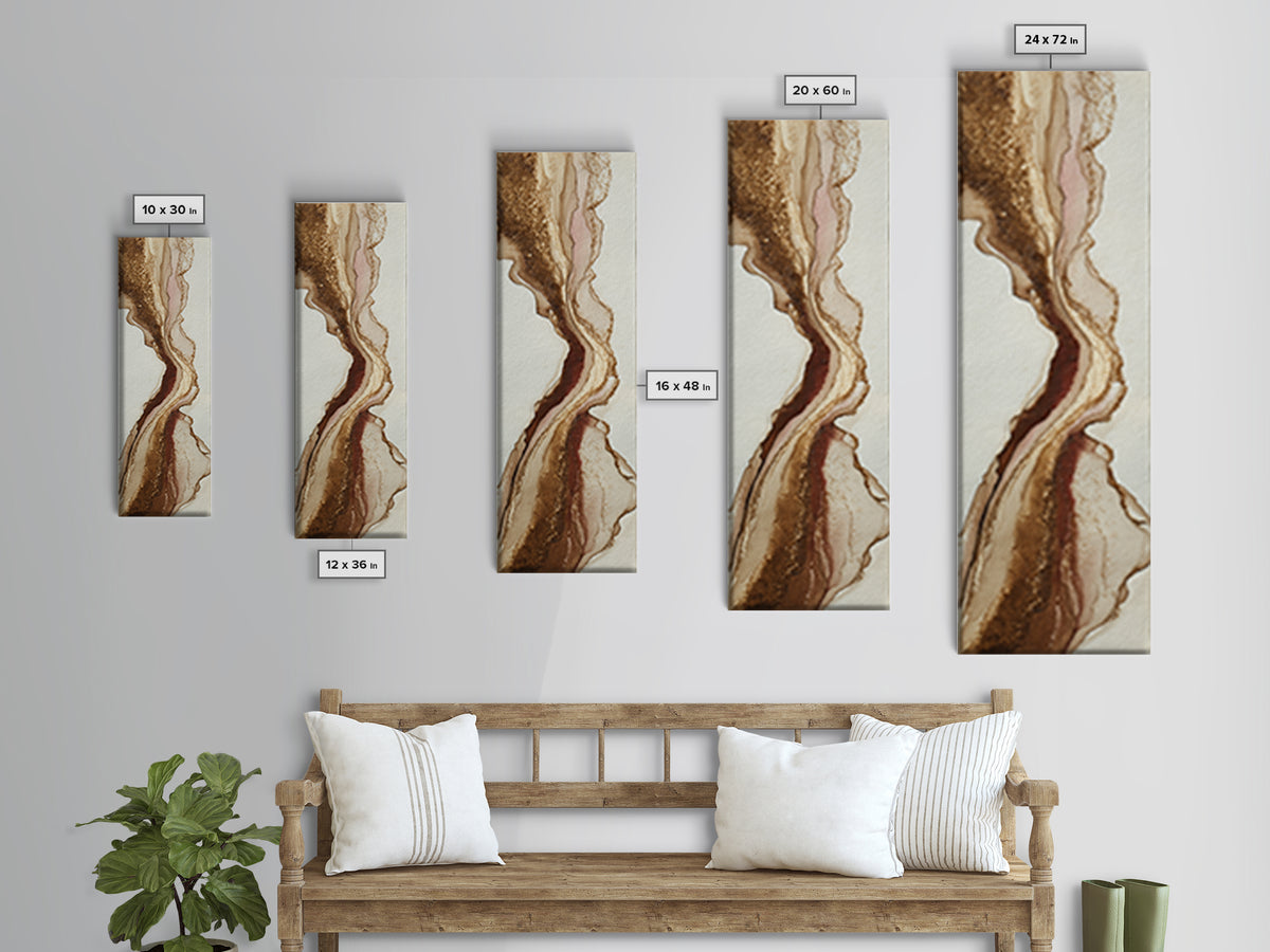Abstract Brown and Cream Coffee Swirl Framed Canvas Print, Coffee Shop Art, Wall Art, Cafe Decor, Abstract Art, Cafe, CSA-1x3-45
