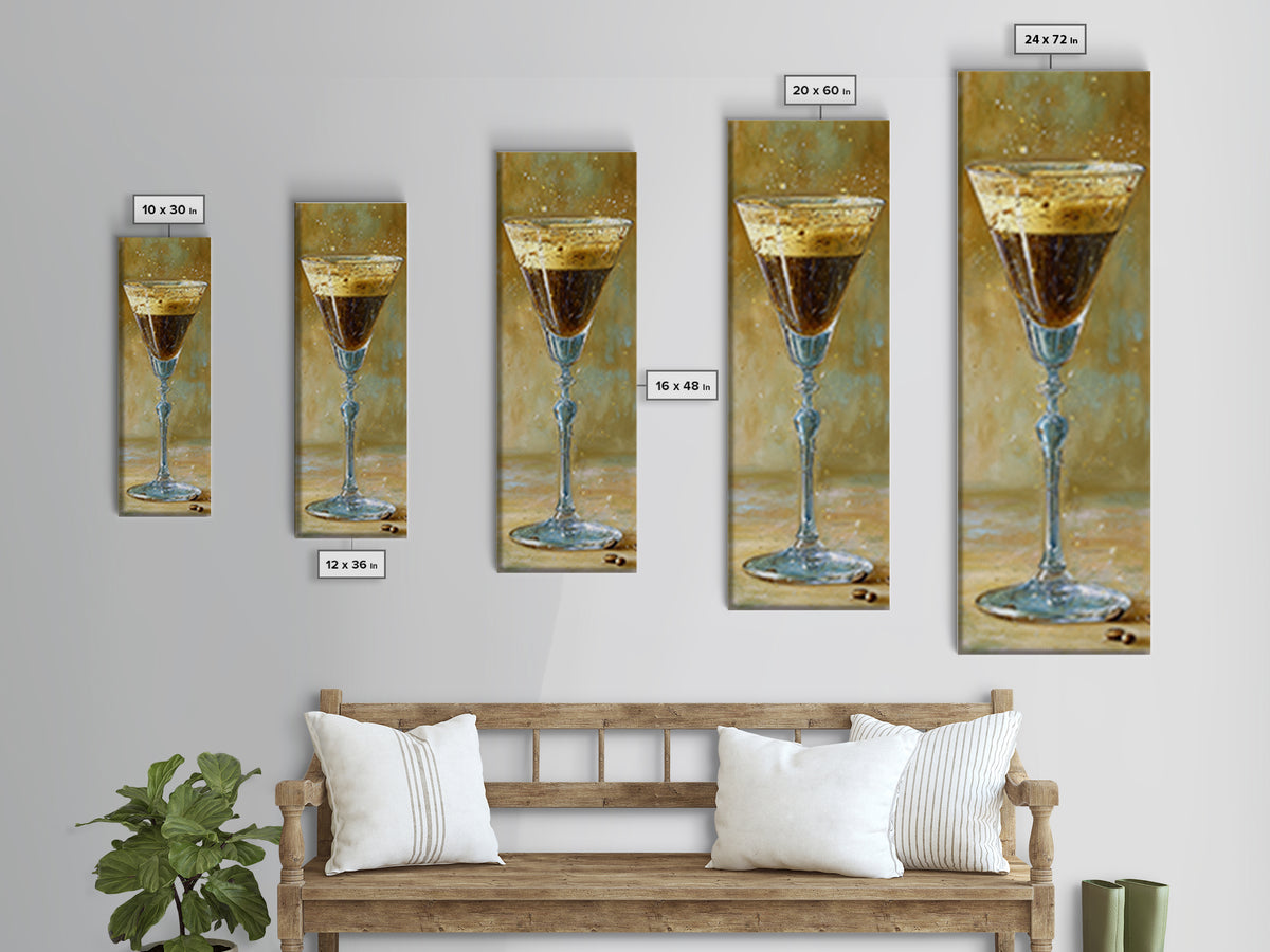 Espresso Martini Coffee Cocktail Still Life Framed Canvas Print, Coffee Shop Art, Textured Painting, Cafe Decor, Fine Art, Cafe, CSA-1x3-53